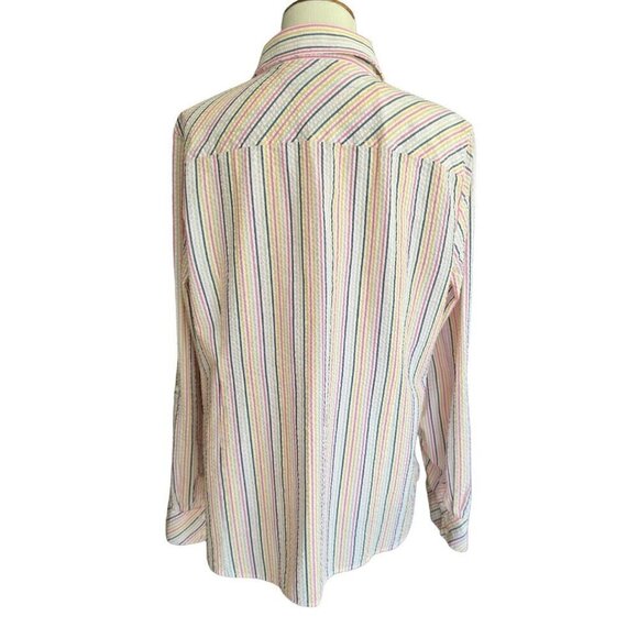 Tommy Hilfiger Striped Collared Long Sleeve Button Up Shirt Women's Sz XL - Picture 4 of 14
